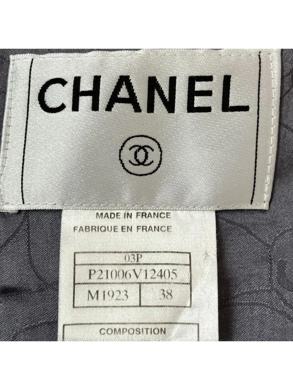 Chanel Lining Camellia CC Logo Button Linen Summer Tweed Jacket 38 Navy